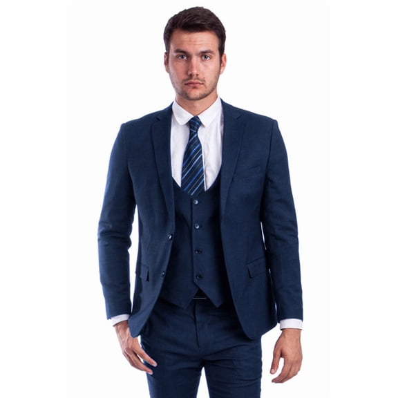 Men's Sean Alexander Suits Slim Blue Vest Suit Size 40 Regular