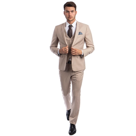 Men's Sean Alexander Suits Slim Fit Tuxedo Suit Medium Tan Size 42 Long