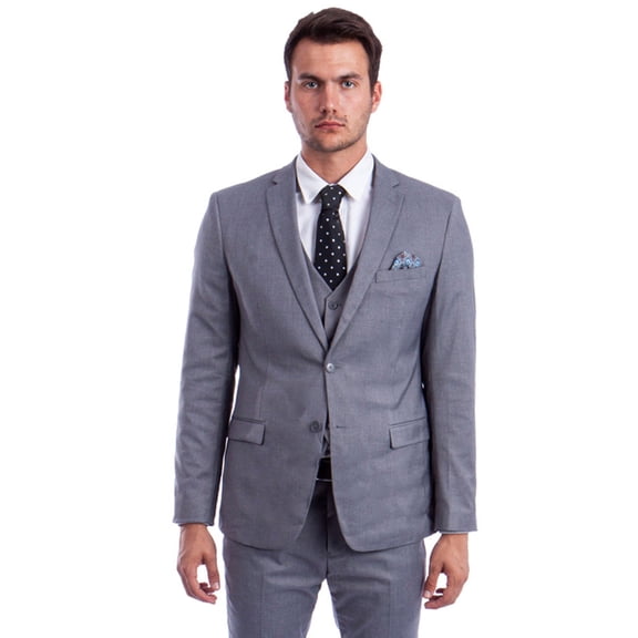 Men's Sean Alexander Suits Slim Fit Vested Suit Grey Medium Size 34 Regular