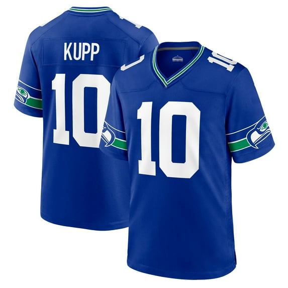 Men's Seattle Kupp 10 Royal Stitched T-Shirts Sports Player Game Top, Medium