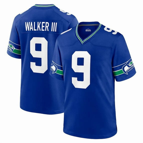 Men's Seattle Walker III 9 Royal Stitched T-Shirts Sports Player Game Top, Small