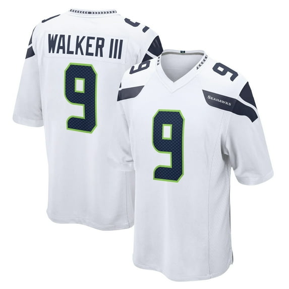 Men's Seattle Walker III 9 White Stitched T-Shirts Sports Player Game Top, X-Large