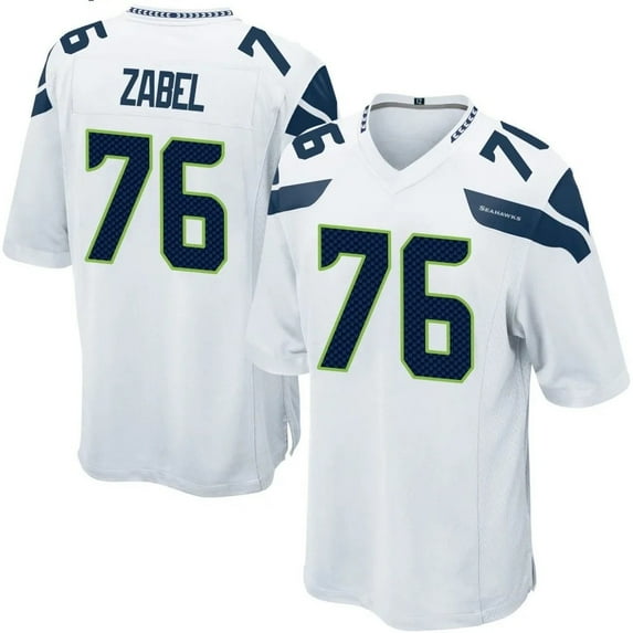 Men's Seattle Zabel 76 White Stitched T-Shirts Sports Player Game Top, Small