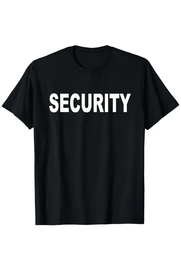 Men's Security Officer Graphic T-Shirt - 100% Cotton 220gsm Heavyweight Casual Tee with Bold White Print, Round Neck Short Sleeve, Machine Washable, Sizes S-XXXL, Casual Wear