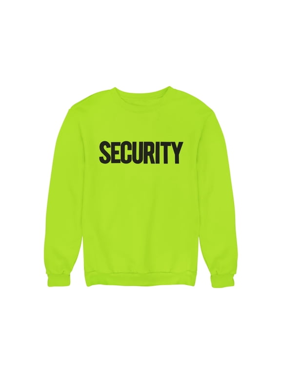 Men's Security Sweatshirt Soft Fleece Crewneck Safety Green/Black, 4XL