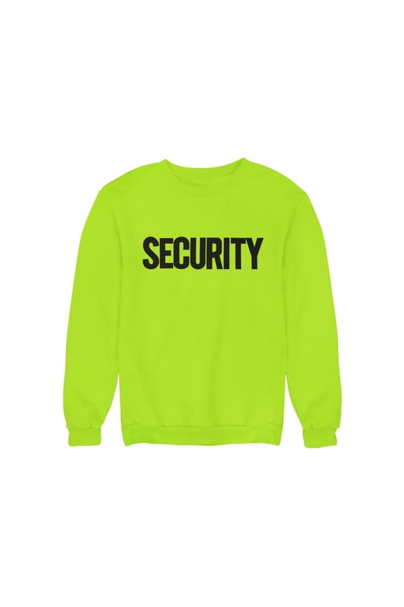 Men's Security Sweatshirt Soft Fleece Crewneck Safety Green/Black, 4XL