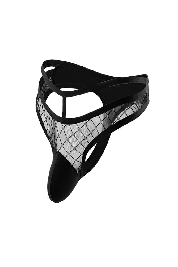 Men's See-Through Mesh Jockstrap - Low Rise T-Back Sexy G-String Bulge Pouch Underwear, Breathable Elastic Waist Sports & Intimate Underpants