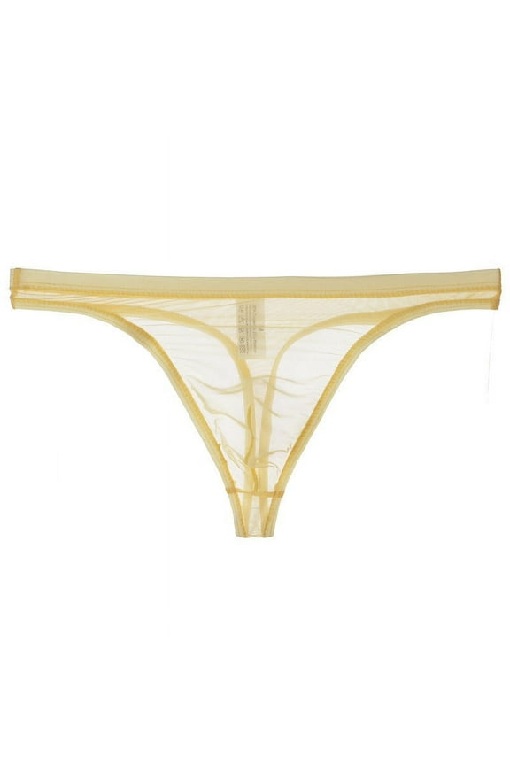 Men's See-Through Thong G-String Underwear, Men's Hot T-Back Thong G-String Birthday Gift for Boyfriend Beige XL