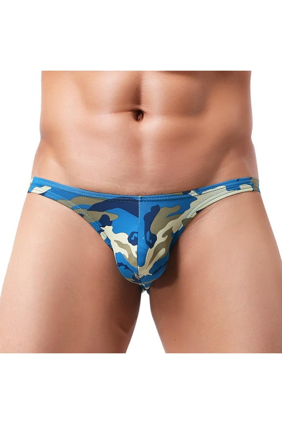 Men's See-Through Thong G-String Underwear, Men's Hot T-Back Thong G-String Christmas Gift for husband Blue L