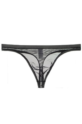 Men's See-Through Thong G-String Underwear, Men's Hot T-Back Thong G-String Commemorative Gift for Husband Black L