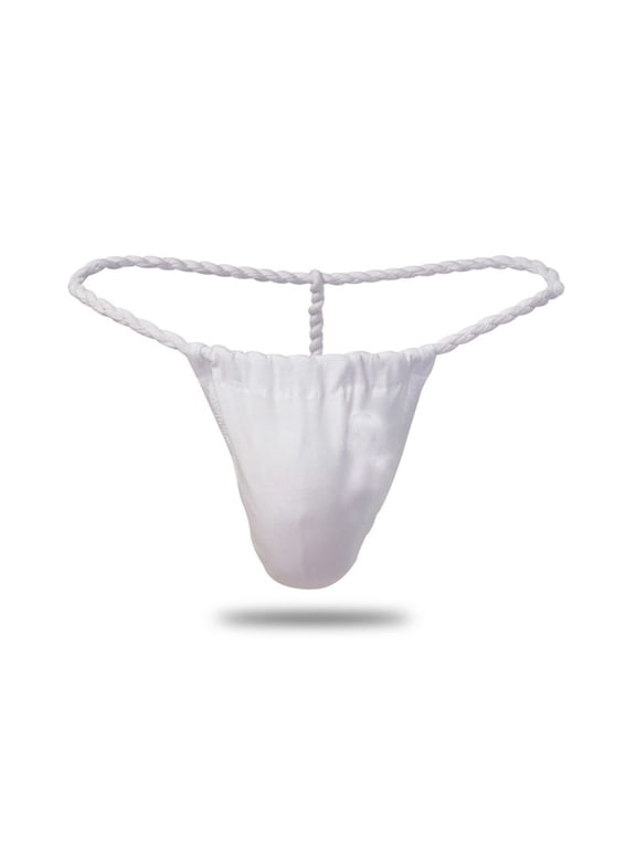 Men's See-Through Thong G-String Underwear, Men's Hot T-Back Thong G-String Commemorative Gift for Husband White L