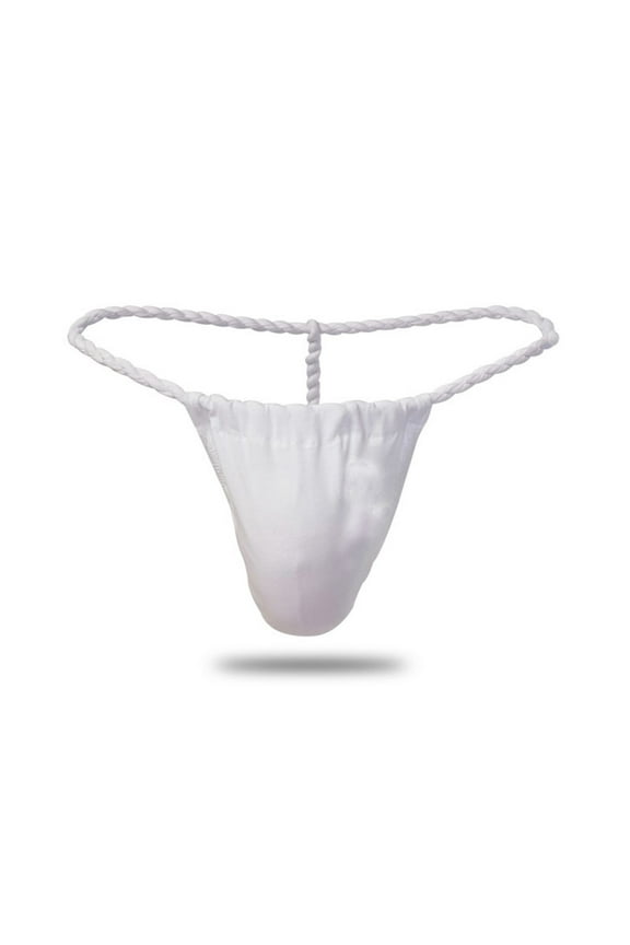 Men's See-Through Thong G-String Underwear, Men's Hot T-Back Thong G-String Commemorative Gift for Husband White L
