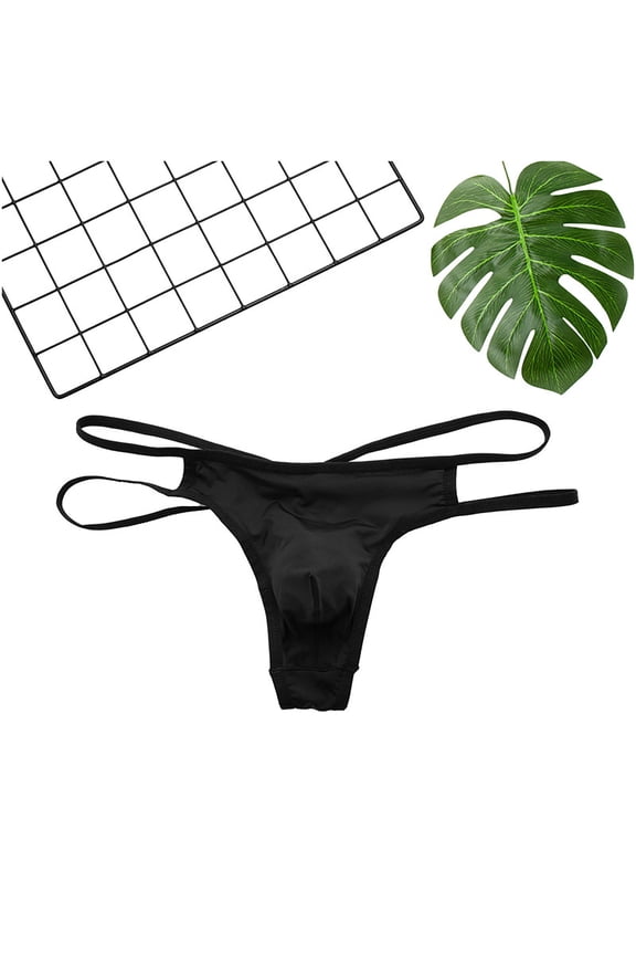 Men's See-Through Thong G-String Underwear, Men's Hot T-Back Thong G-String Halloween Gift for Husband Black L