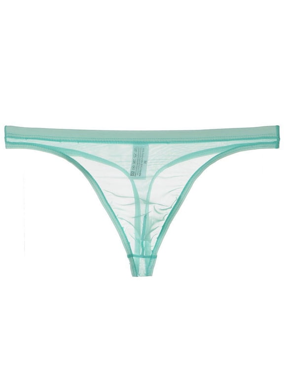 Men's See-Through Thong G-String Underwear, Men's Hot T-Back Thong G-String Halloween Gift for Husband Light Blue XL