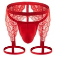thumbnail image 1 of Men's See-Through Thong G-String Underwear, Men's Hot T-Back Thong G-String Halloween Gift for Husband Red XXL, 1 of 5