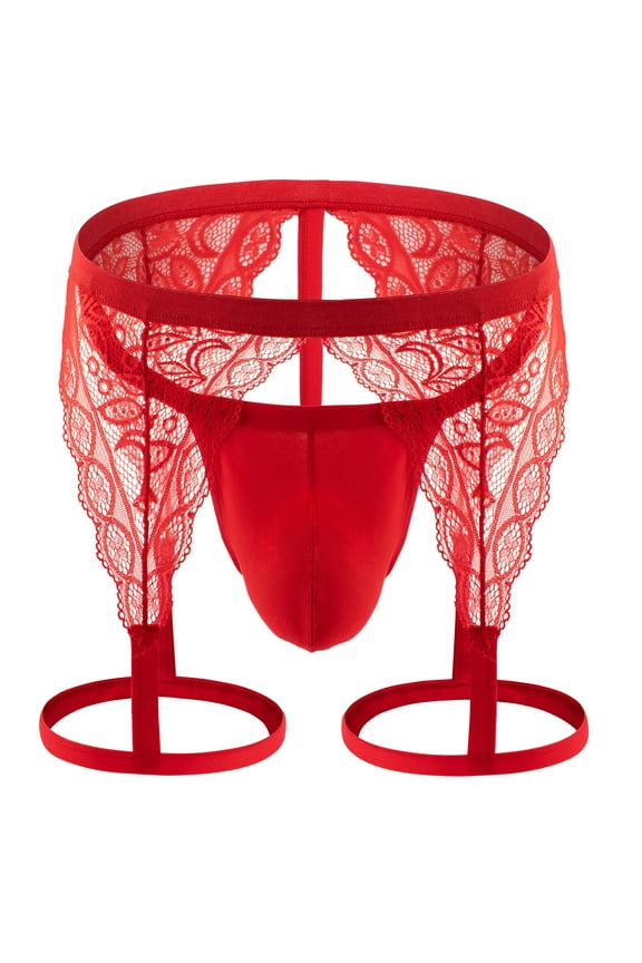 Men's See-Through Thong G-String Underwear, Men's Hot T-Back Thong G-String Halloween Gift for Husband Red XXL