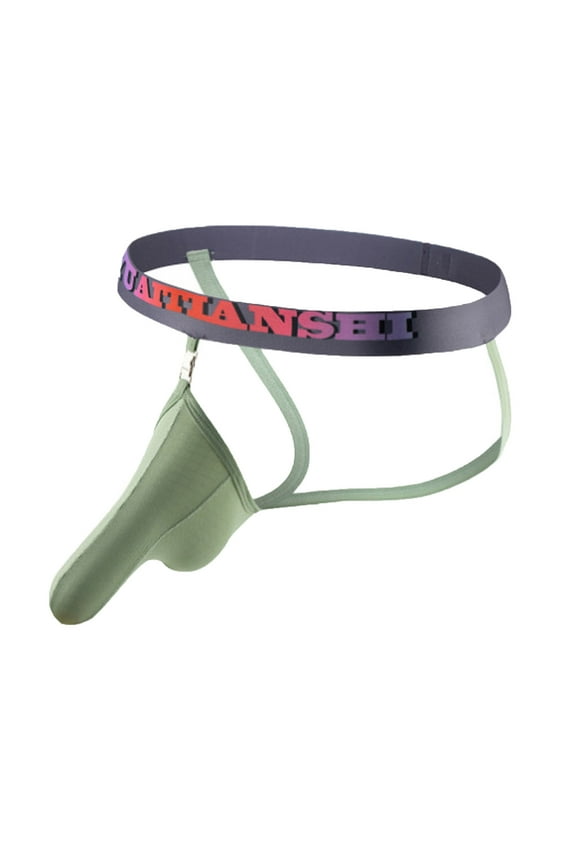 Men's See-Through Thong G-String Underwear, Men's Hot T-Back Thong G-String Party Gift for Boyfriend Army Green XL