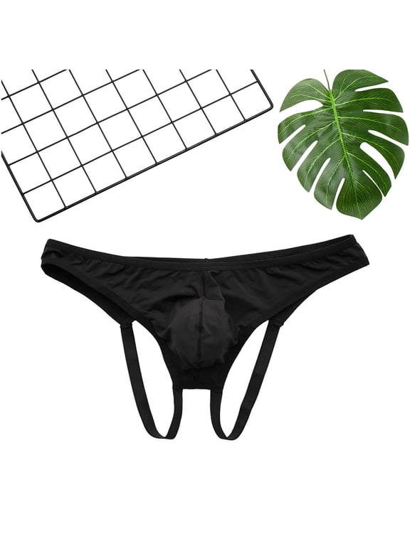 Men's See-Through Thong G-String Underwear, Men's Hot T-Back Thong G-String Party Gift for Boyfriend Black L