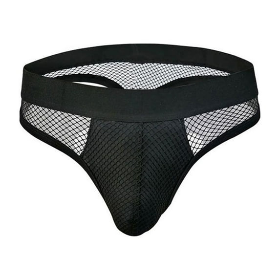 Men's See-Through Thong G-String Underwear, Men's Hot T-Back Thong G-String Valentine's Day Gift for Husband Black M
