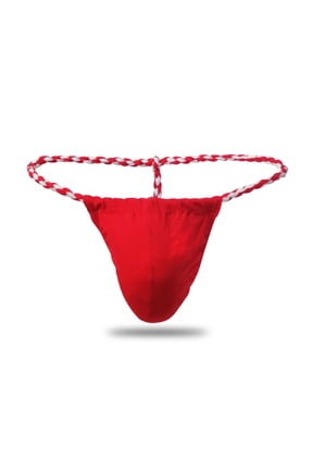 Men's See-Through Thong G-String Underwear, Men's Hot T-Back Thong G-String Valentine's Day Gift for Husband Red M
