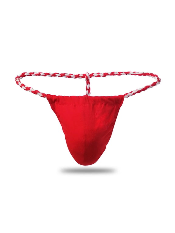Men's See-Through Thong G-String Underwear, Men's Hot T-Back Thong G-String Valentine's Day Gift for Husband Red M