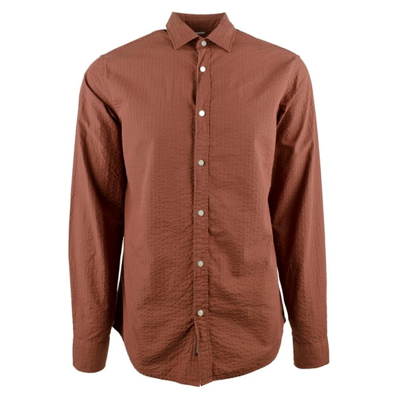 Men's Seersucker Slim-Fit Long Sleeve Shirt-SR-XXL
