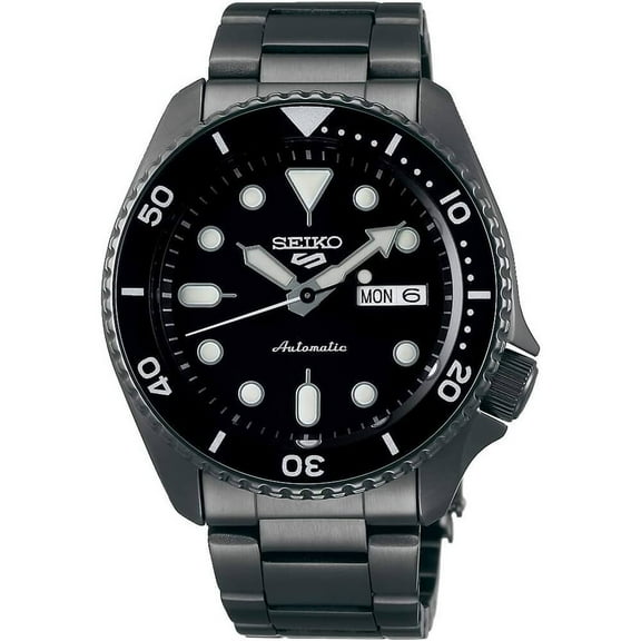 Men's Seiko 5 Diver's Automatic All Black Steel Watch SRPD65