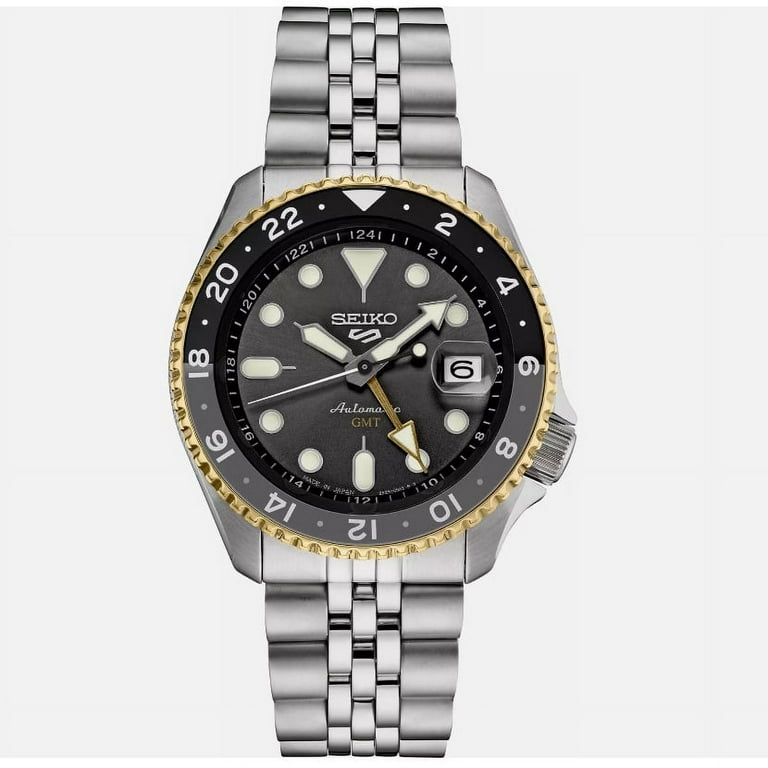 Seiko 5 SSK021 Men s Sports GMT Watch Mechanical Automatic Stainless Silver Tone Walmart
