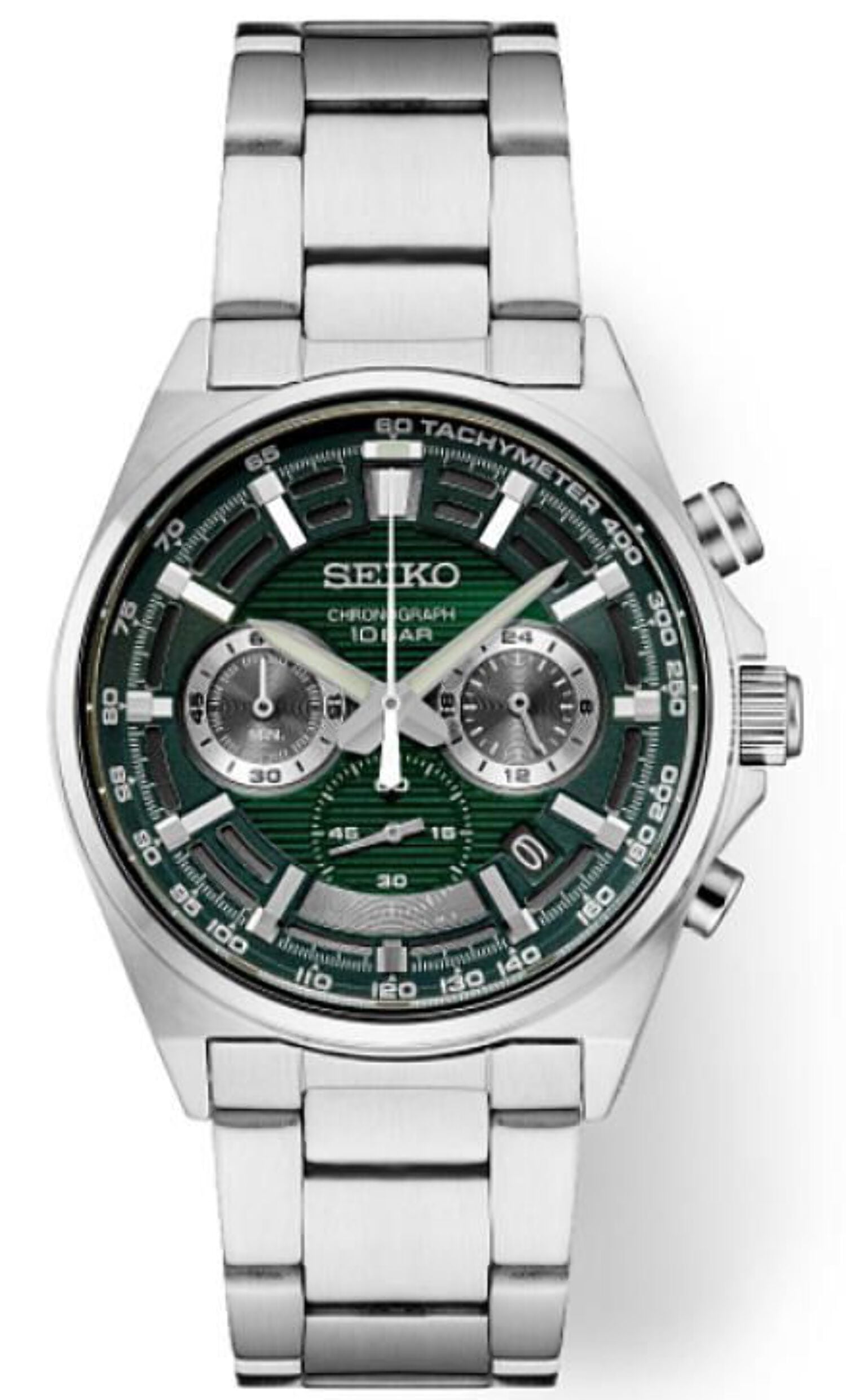 Men's Seiko Essentials Chronograph Green Dial Watch SSB405
