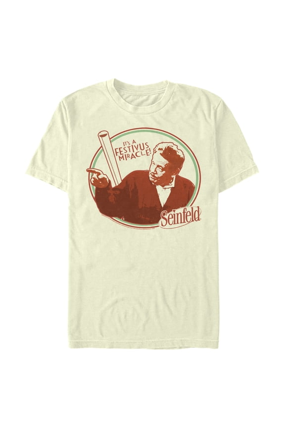 Men's Seinfeld Frank Costanza It's a Festivus Miracle Graphic Tee Beige Large