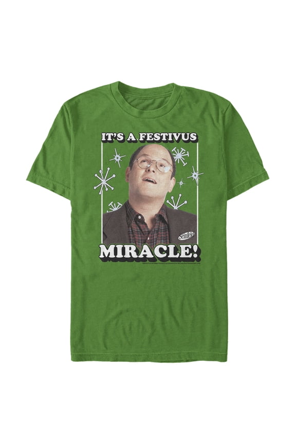 Men's Seinfeld George Costanza It's a Festivus Miracle Graphic Tee Kelly Green 3X Large