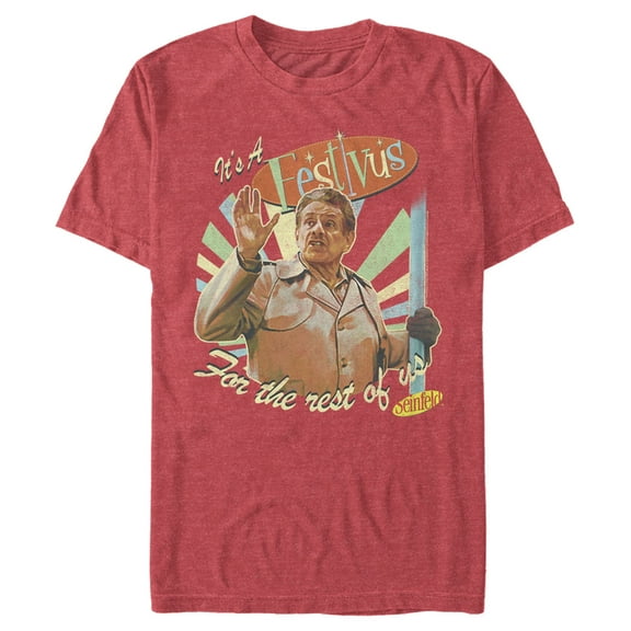 Men's Seinfeld George Costanza It's a Festivus for the Rest of Us  Graphic Tee Red Heather 3X Large