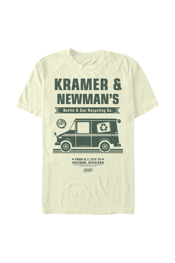 Men's Seinfeld Kramer and Newman's Bottle & Can Recycling Co.  Graphic Tee Beige 2X Large