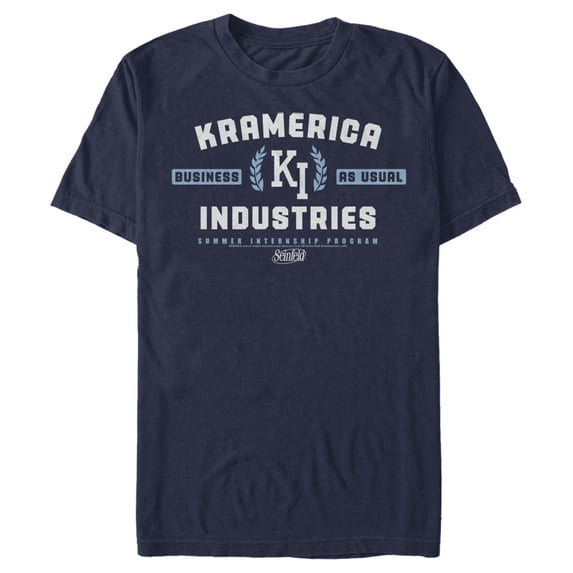 Men's Seinfeld Kramerica Industries Graphic Tee Navy Blue Large