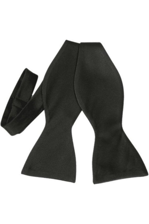 Men's Self Bow Tie By Hand J.Valintin Collection Solid Satin #92543 Black