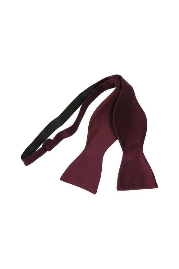 Men's Self Bow Tie By Hand J.Valintin Collection Solid Satin #92546 Burgundy