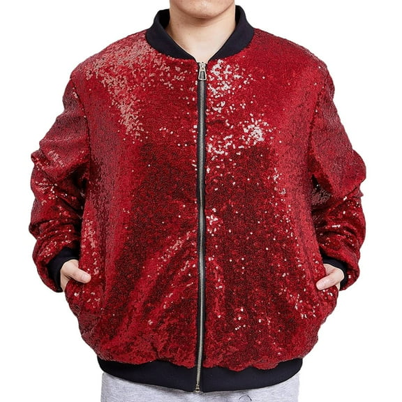 Men‘s Sequin Jacket For Men's Zip Up Long Sleeves Party Disco Sparkly Jacket