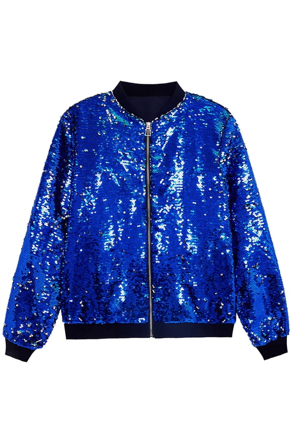 Men‘s Sequin Jacket For Men's Zip Up Long Sleeves Party Disco Sparkly Jacket