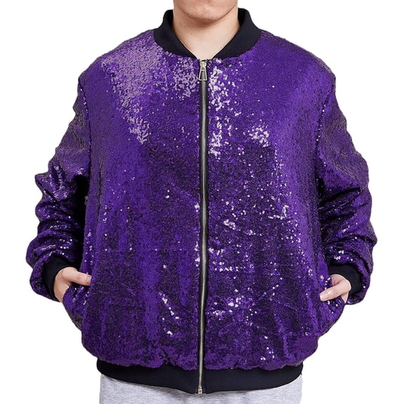 Men‘s Sequin Jacket For Men's Zip Up Long Sleeves Party Disco Sparkly Jacket