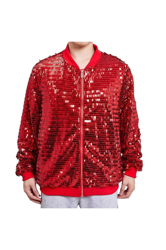 Men's Sequin Jacket High End Baseball Style Outerwear For Fashionable Casual Wear