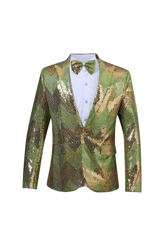 Men's Sequin Performance Ceremonial Dress Party Suit One Button Shawl Lapel Suit Jacket for Party Wedding Banquet Prom