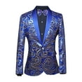 thumbnail image 1 of Men's Sequin Performance Ceremonial Dress Party Suit One Button Shawl Lapel Suit Jacket for Party Wedding Banquet Prom, 1 of 3