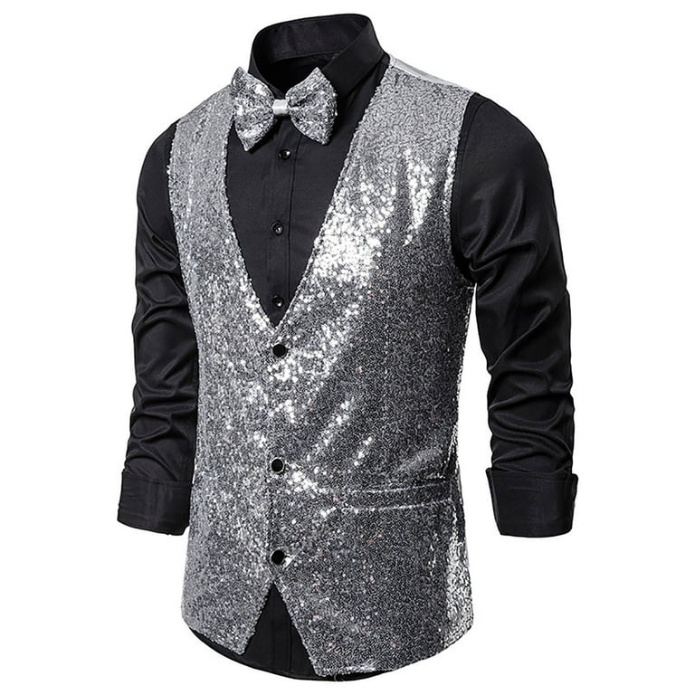 Sequin Waistcoat Adult Black Sequin Waistcoat Adult Black