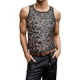 thumbnail image 1 of Men's Sequin Vest Solid Color Sequin Splicing Elastic Skinny Round Neck Vest Men's Stagewear, 1 of 5