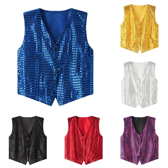 Men's Sequined Suit Vest - Slim Fit Sleeveless Waistcoat for Wedding Business Formal Occasions