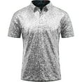 thumbnail image 1 of Men's Sequins Disco Party Shirt - Short Sleeve, Turndown Collar, Double Layered - 96% Polyester, Shimmering Design for Nightclub, 1 of 3