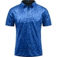 thumbnail image 1 of Men's Sequins Disco Party Shirt - Short Sleeve, Turndown Collar, Double Layered - 96% Polyester, Shimmering Design for Nightclub, 1 of 3