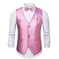 thumbnail image 1 of Men's Sequins Vest Slim Fit 3-Button Christmas Party Vest Shiny Dress Waistcoat for Wedding 80s 90s Prom Outfits (M, Pink 01), 1 of 3