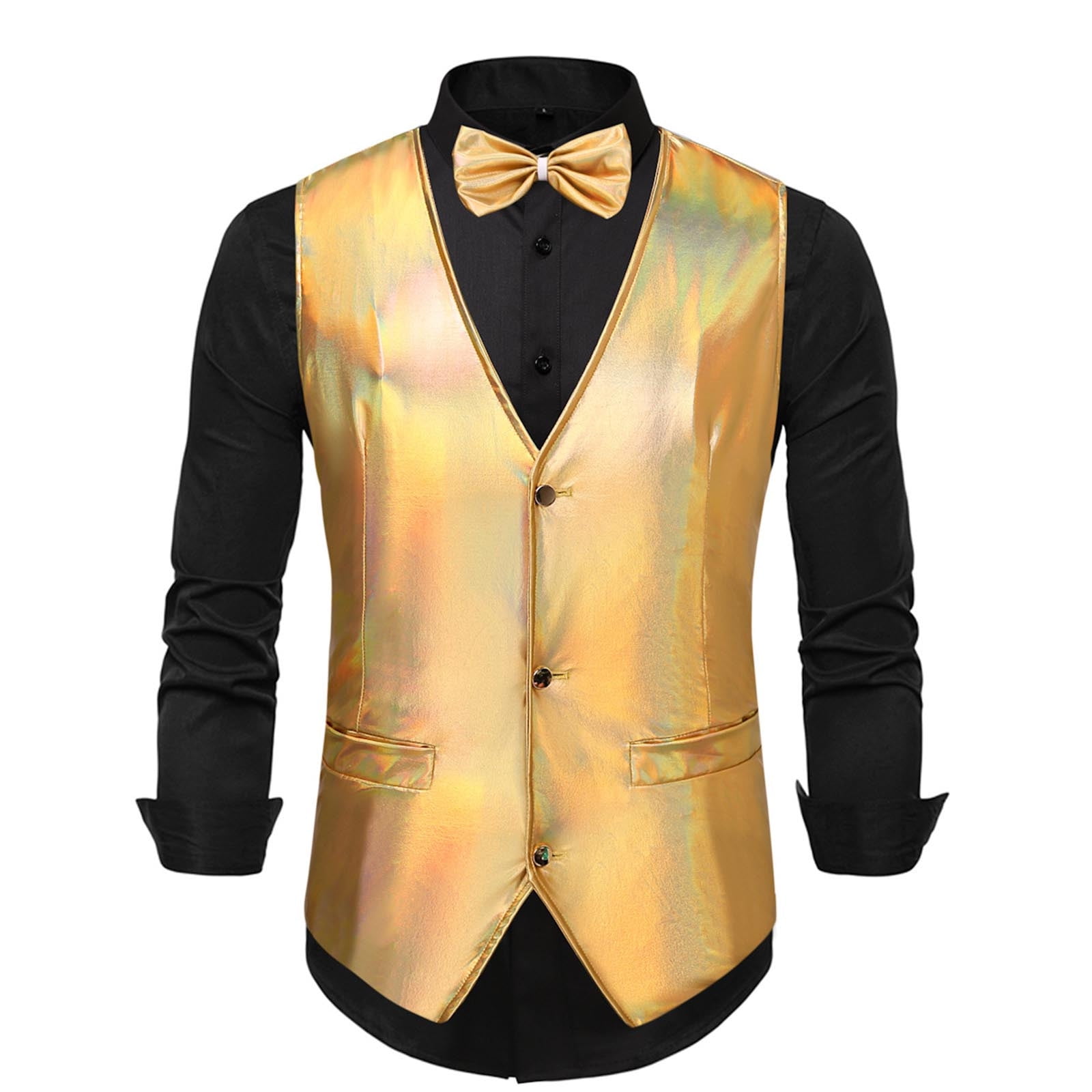 slim fit dress slacks Cardi New Gold Luxury Satin Tuxedo Vest 4XL-Long