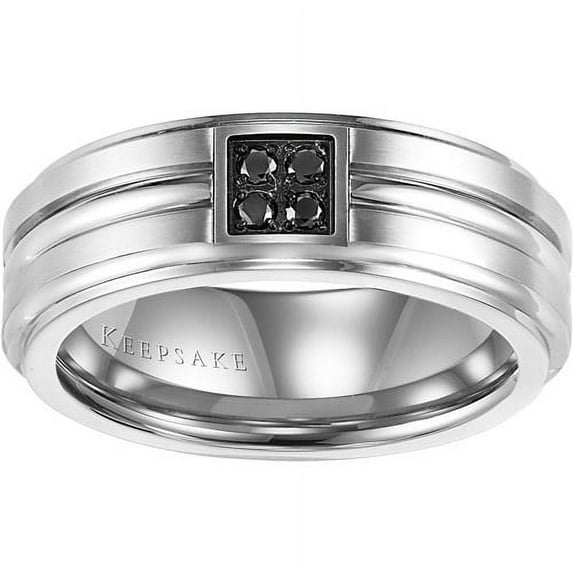 Men's Sergio Black Diamond Accent Stainless Steel Wedding Band, 8mm